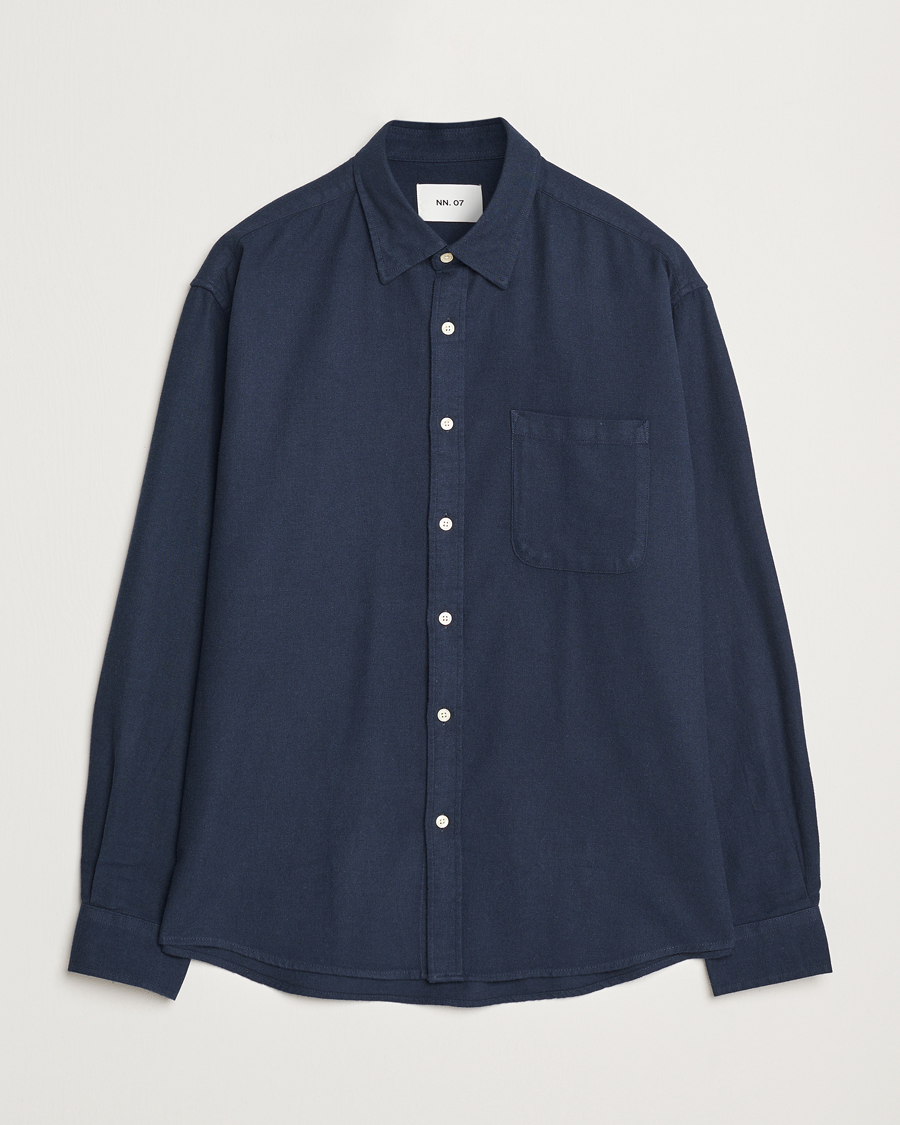 Herre | Skjorter | NN07 | Deon Flannel Checked Shirt Navy Blue
