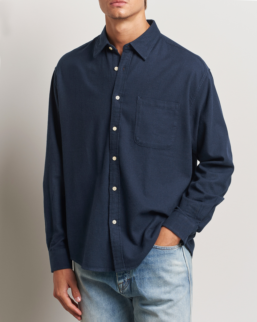 Herre | Skjorter | NN07 | Deon Flannel Checked Shirt Navy Blue