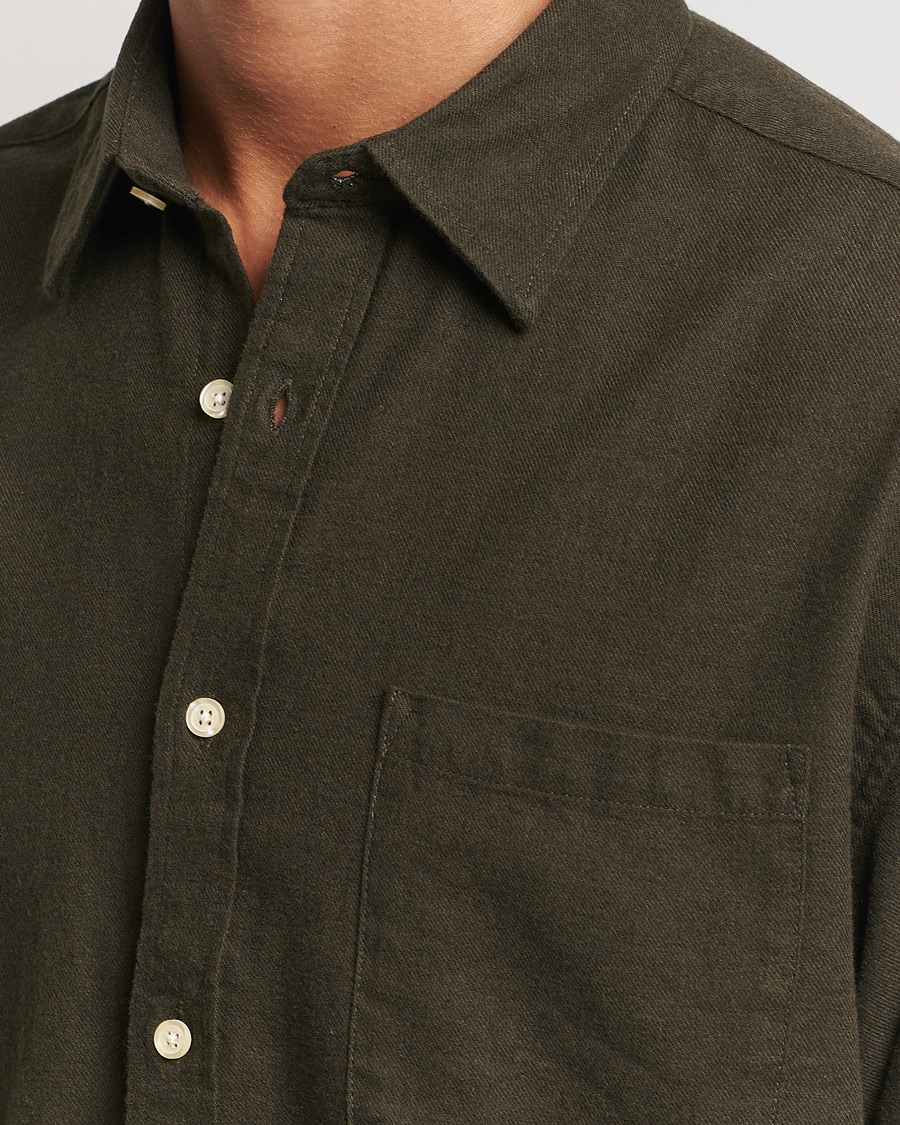 Herre | Skjorter | NN07 | Deon Flannel Checked Shirt Dark Army