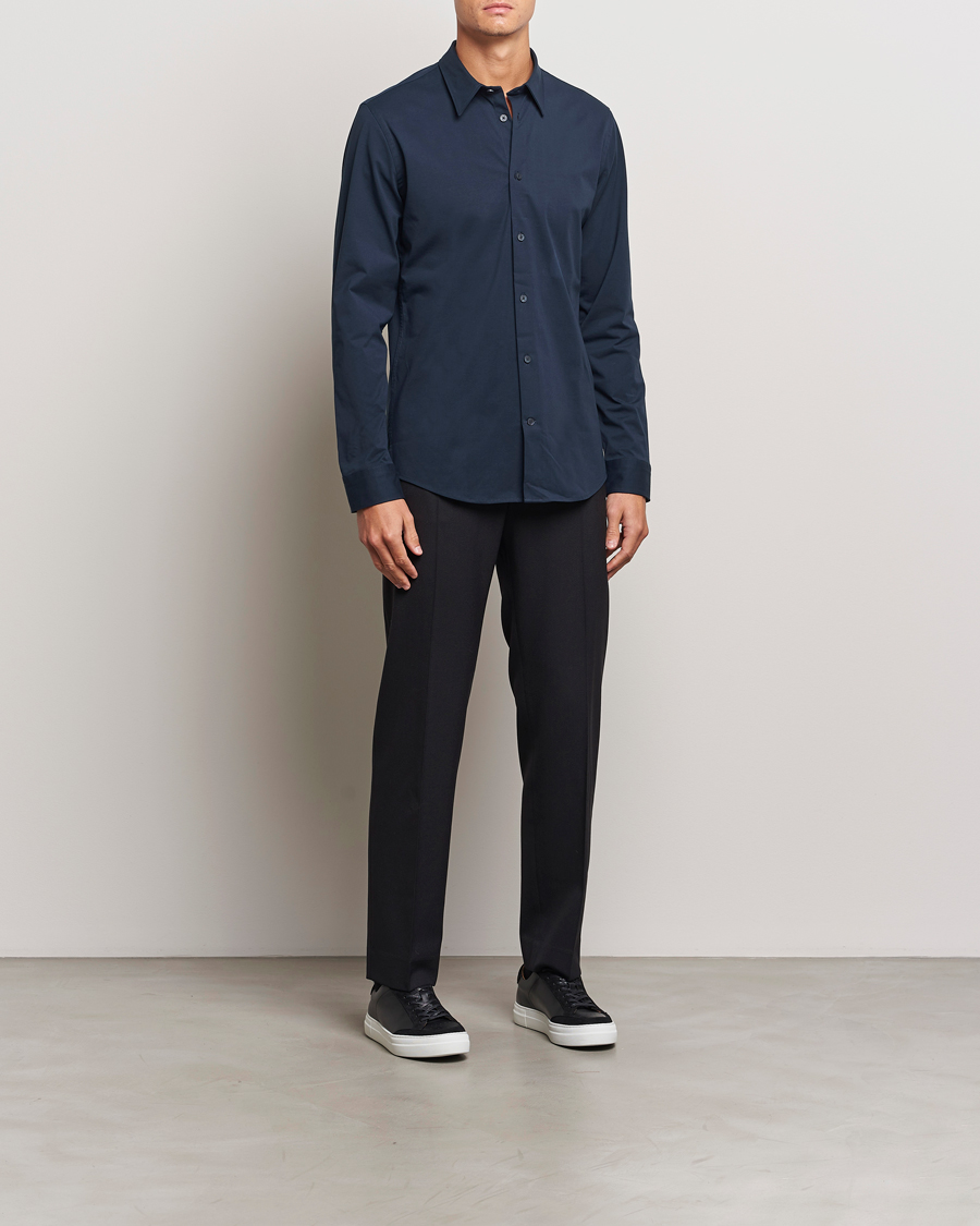 Herre | Skjorter | NN07 | Elian Mercerized Cotton Shirt Navy Blue