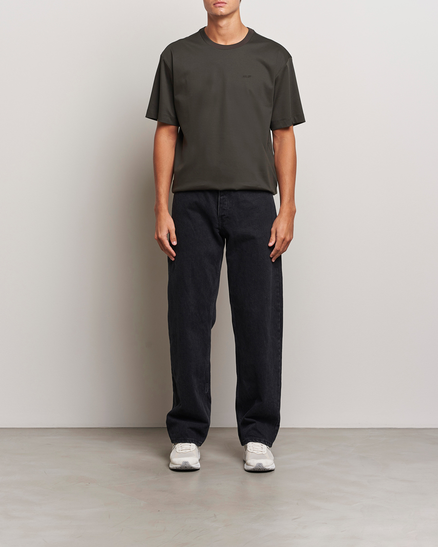 Herre | T-Shirts | NN07 | Nat Logo Mercerized Crew Neck T-Shirt Dark Army