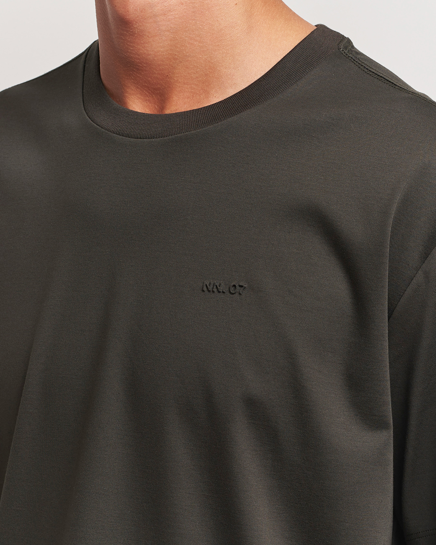 Herre | T-Shirts | NN07 | Nat Logo Mercerized Crew Neck T-Shirt Dark Army