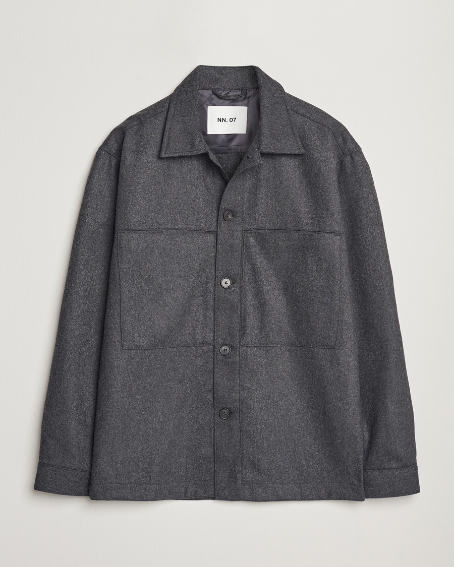 Herre | Skjorter | NN07 | Isak Wool Overshirt Grey Melange