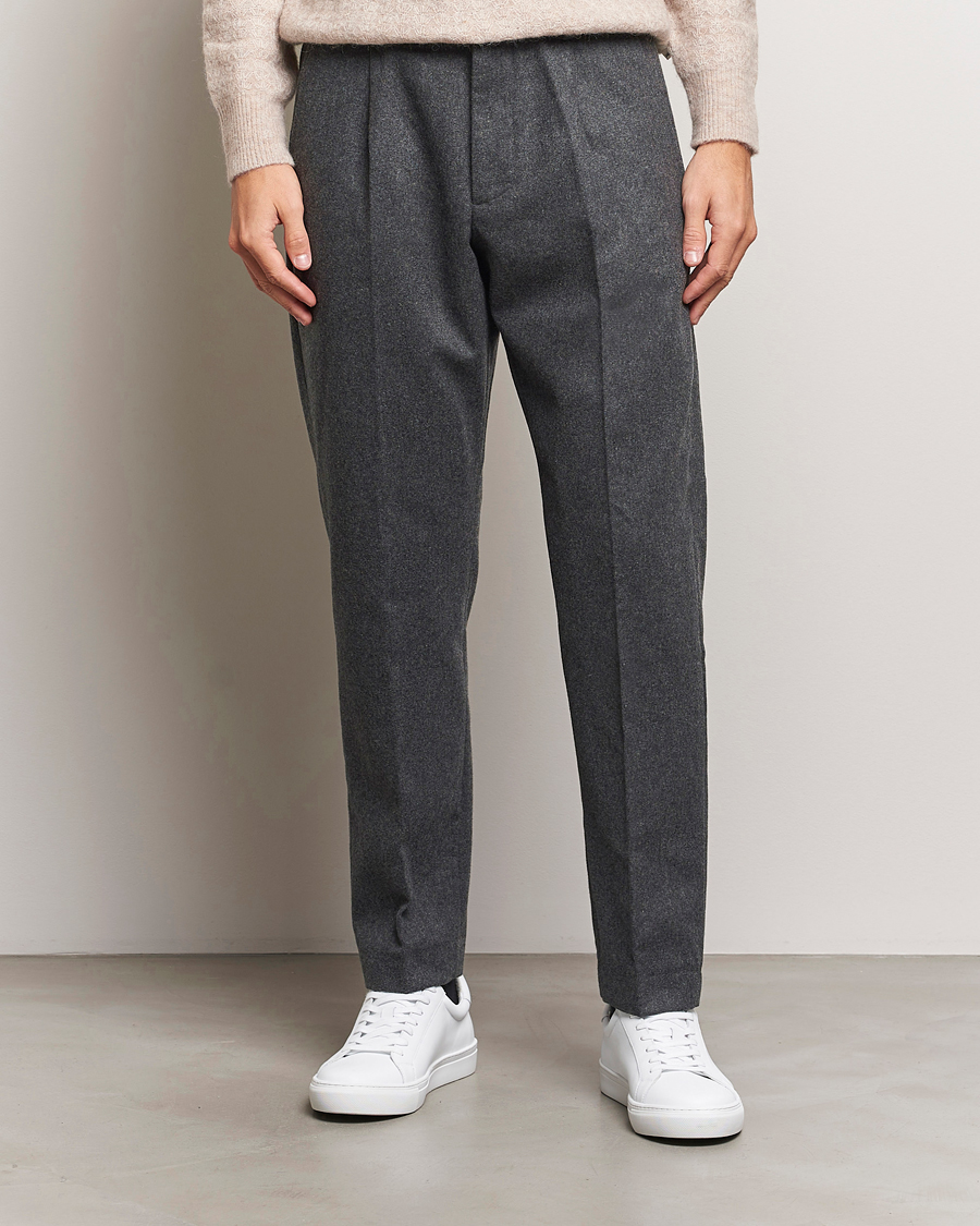 Herre | Bukser | NN07 | Bill Wool Pleated Trousers Grey Melange