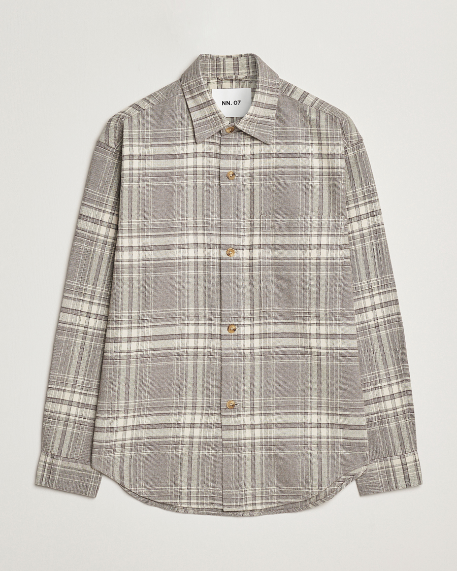 Herre | Skjorter | NN07 | Adwin Checked Flannel Overshirt Grey/White