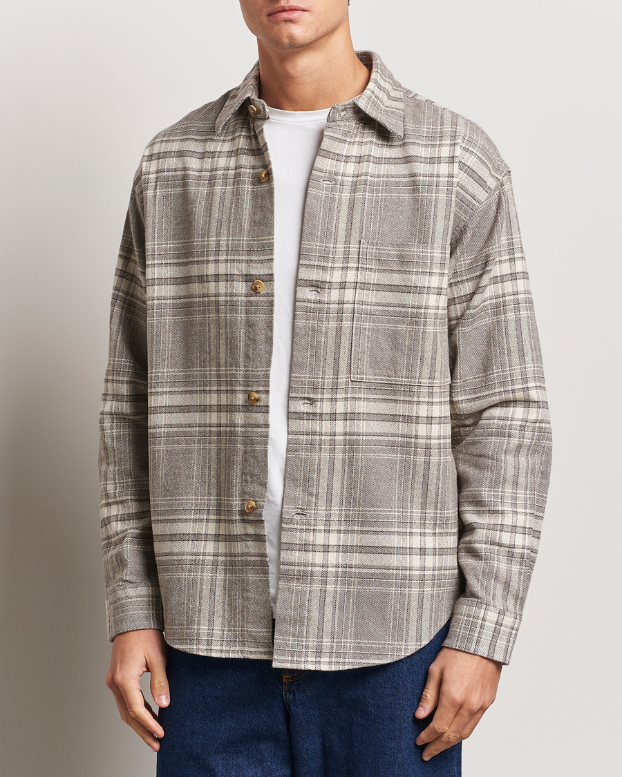 Herre | Skjorter | NN07 | Adwin Checked Flannel Overshirt Grey/White