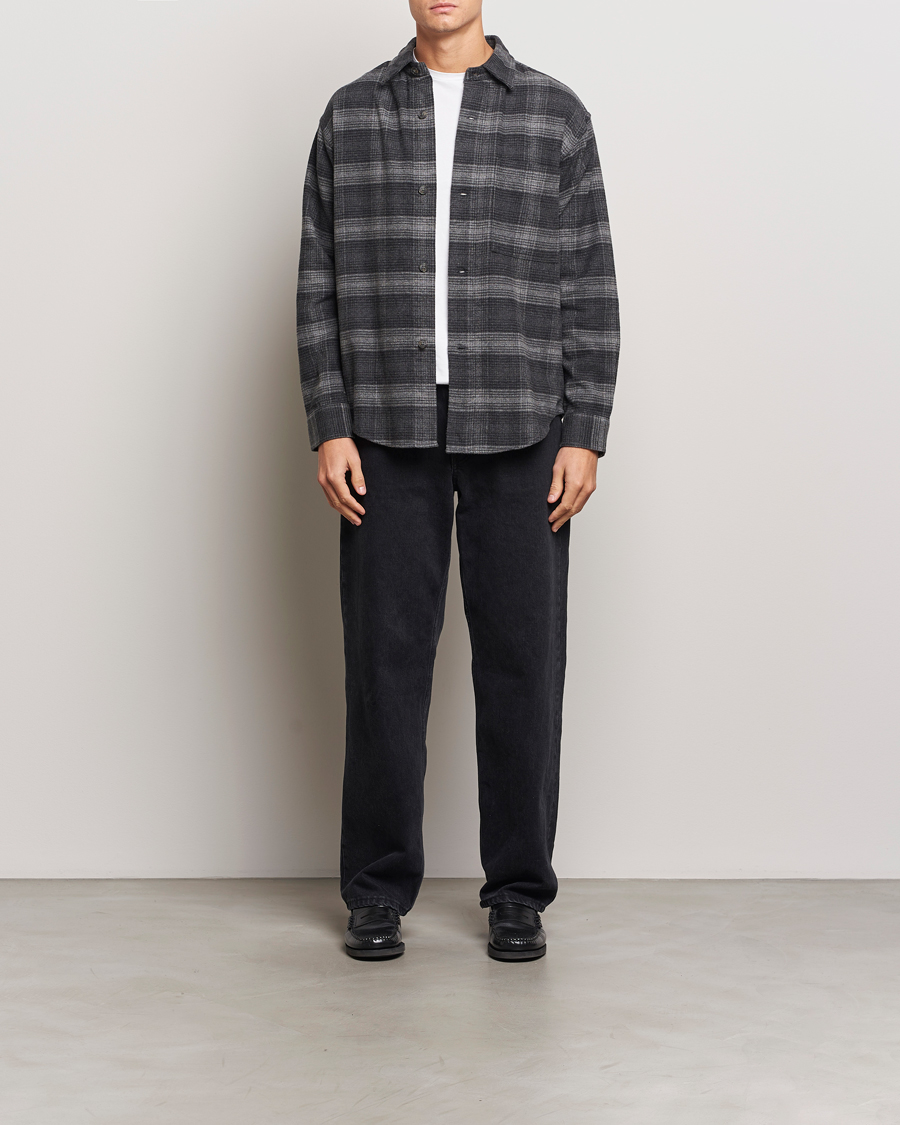 Herre | Skjorter | NN07 | Adwin Checked Flannel Overshirt Black/Grey