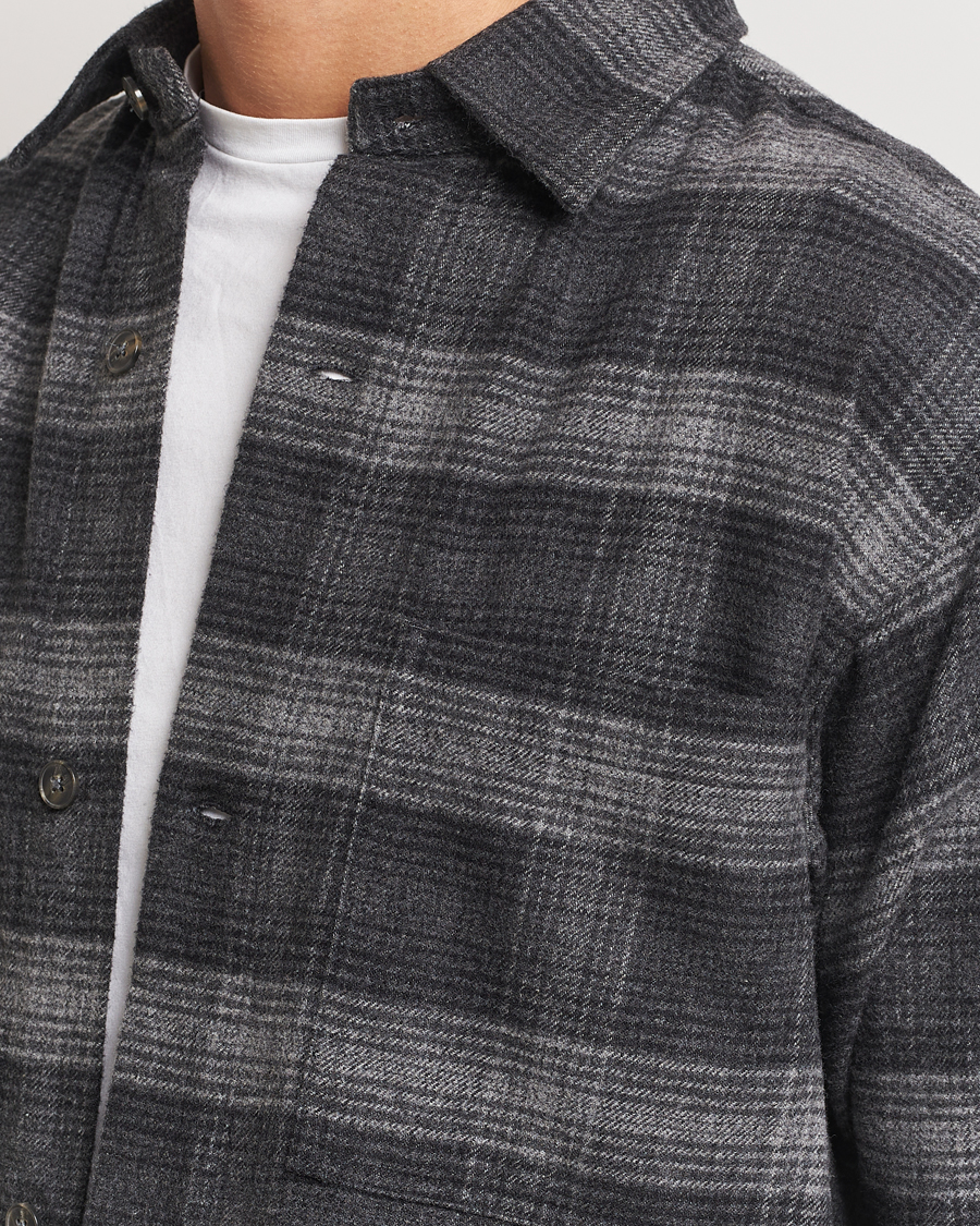 Herre | Skjorter | NN07 | Adwin Checked Flannel Overshirt Black/Grey
