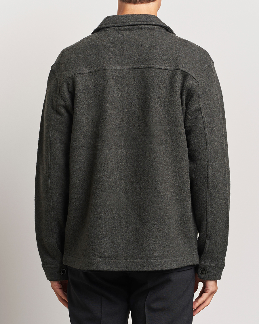 Herre | Gensere | NN07 | Isak Boiled Wool Full Zip Dark Army