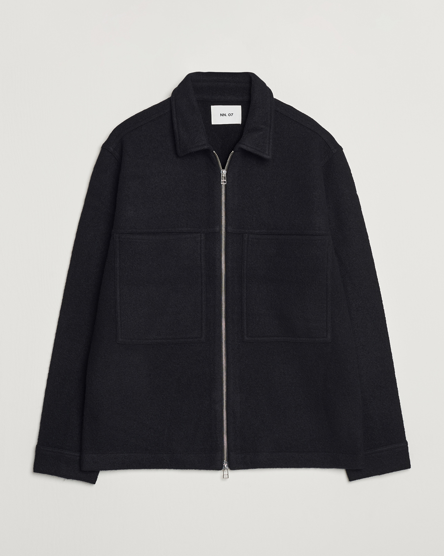 Herre | Gensere | NN07 | Isak Boiled Wool Full Zip Black