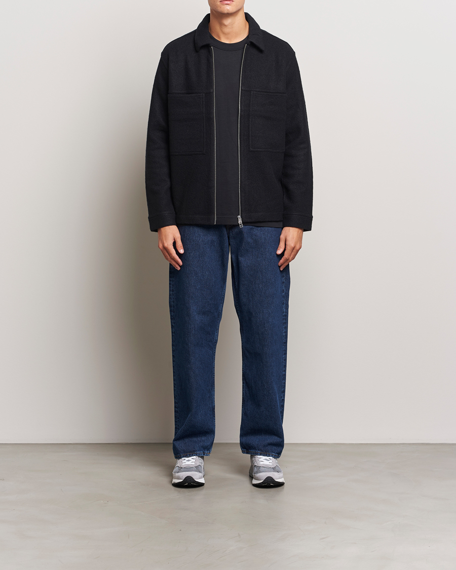 Herre | Gensere | NN07 | Isak Boiled Wool Full Zip Black