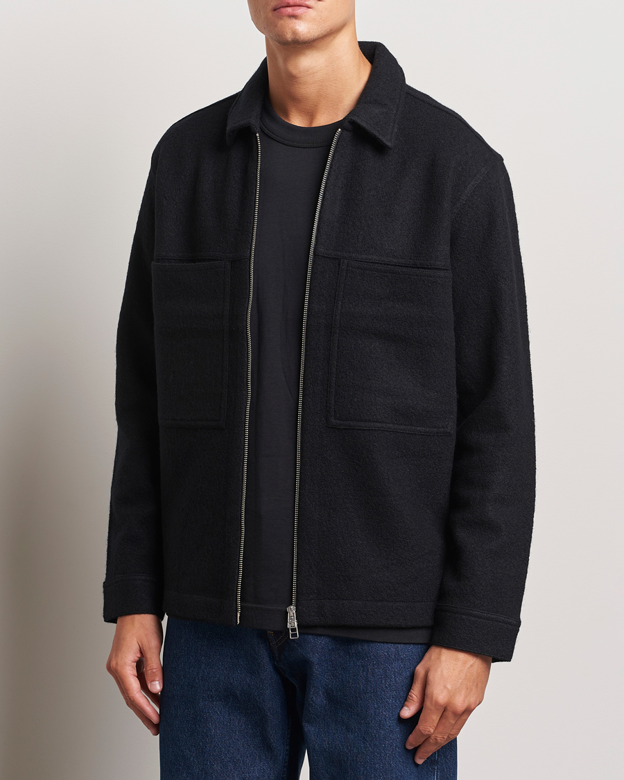 Herre | Gensere | NN07 | Isak Boiled Wool Full Zip Black