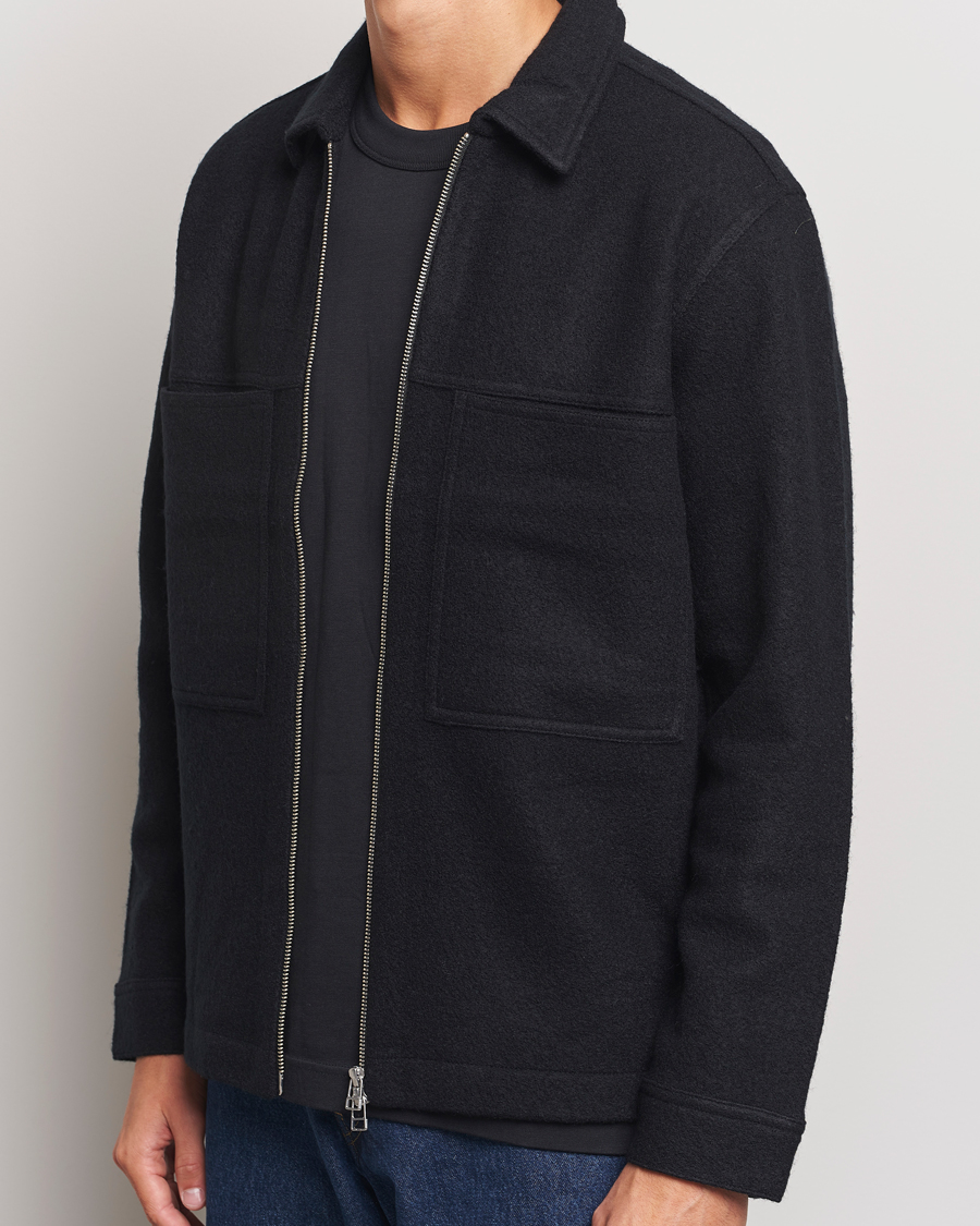 Herre | Gensere | NN07 | Isak Boiled Wool Full Zip Black