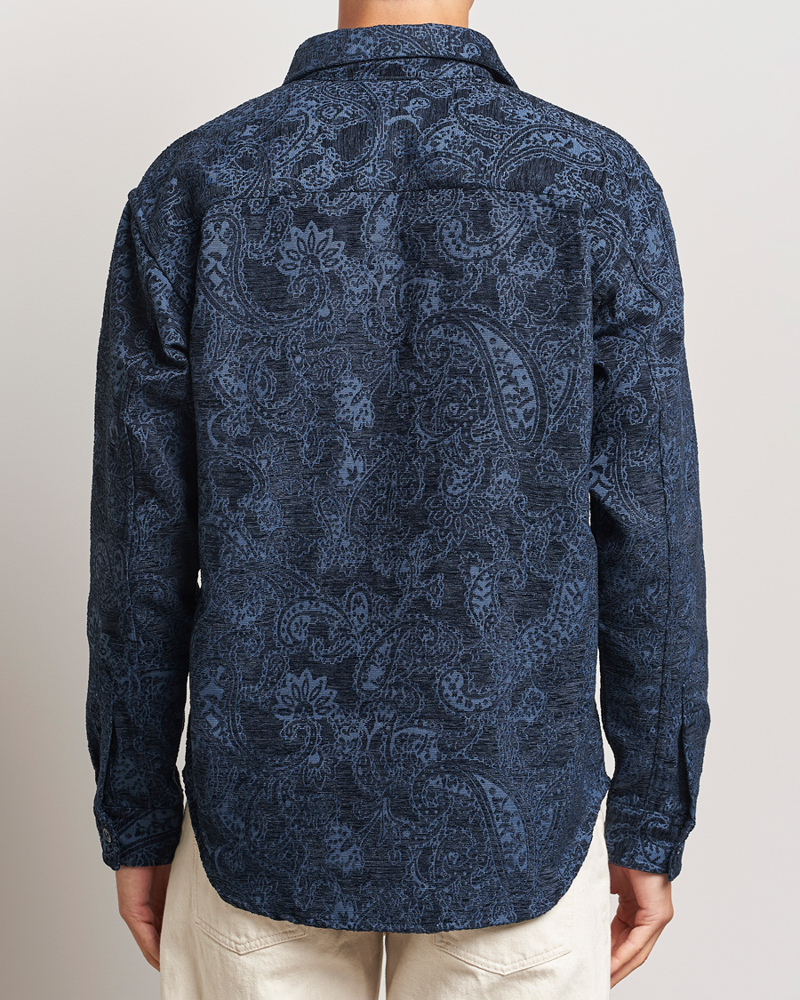 Herre | Skjorter | NN07 | Adwin Flower Overshirt Navy Blue