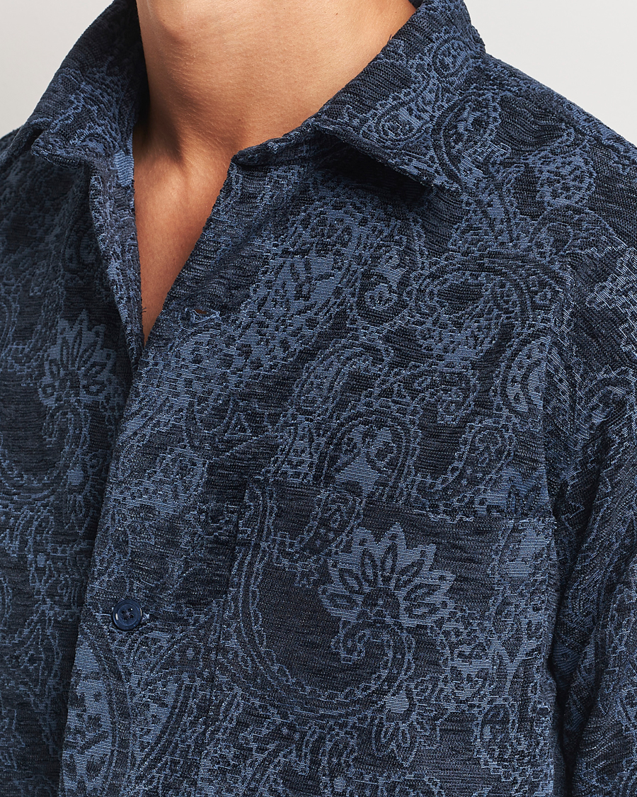 Herre | Skjorter | NN07 | Adwin Flower Overshirt Navy Blue