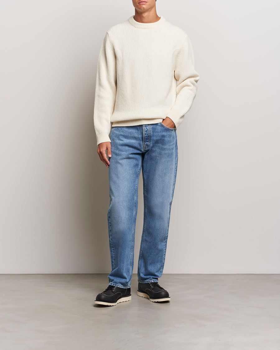 Herre | Gensere | Nudie Jeans | August Wool Rib Knitted Sweater Off White