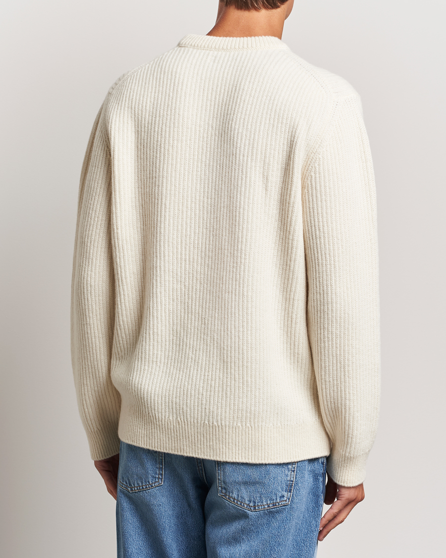Herre | Gensere | Nudie Jeans | August Wool Rib Knitted Sweater Off White