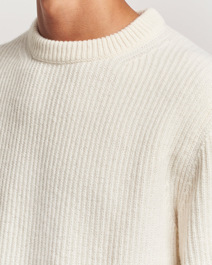 Herre | Gensere | Nudie Jeans | August Wool Rib Knitted Sweater Off White