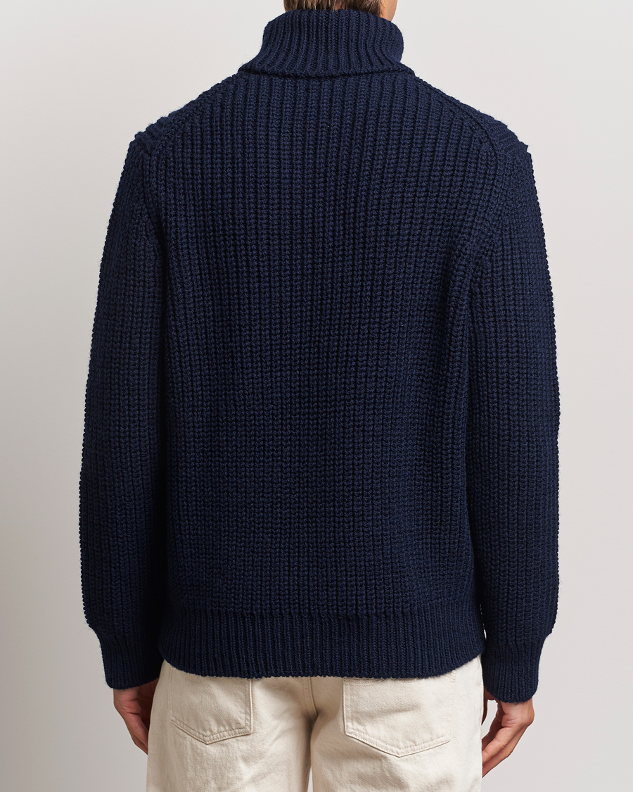 Herre | Gensere | Nudie Jeans | August Chunky Wool Knitted Rollneck Navy
