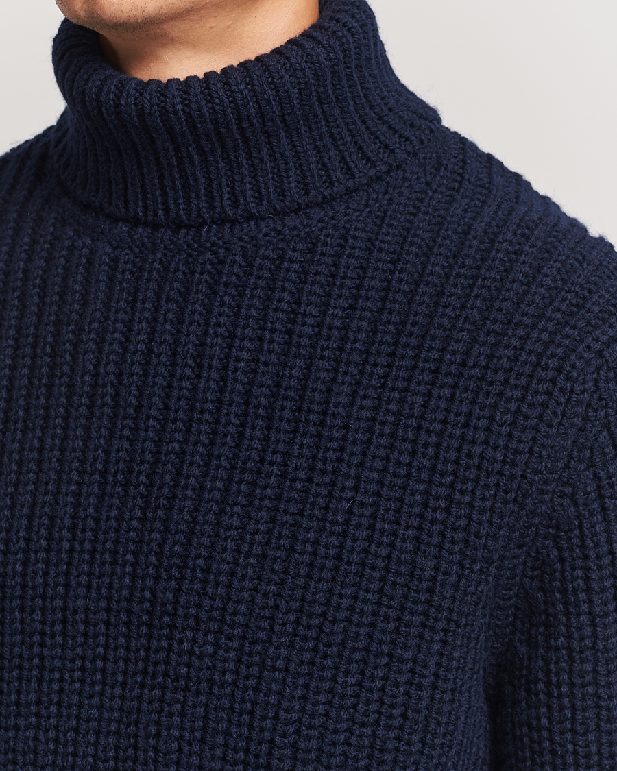 Herre | Gensere | Nudie Jeans | August Chunky Wool Knitted Rollneck Navy