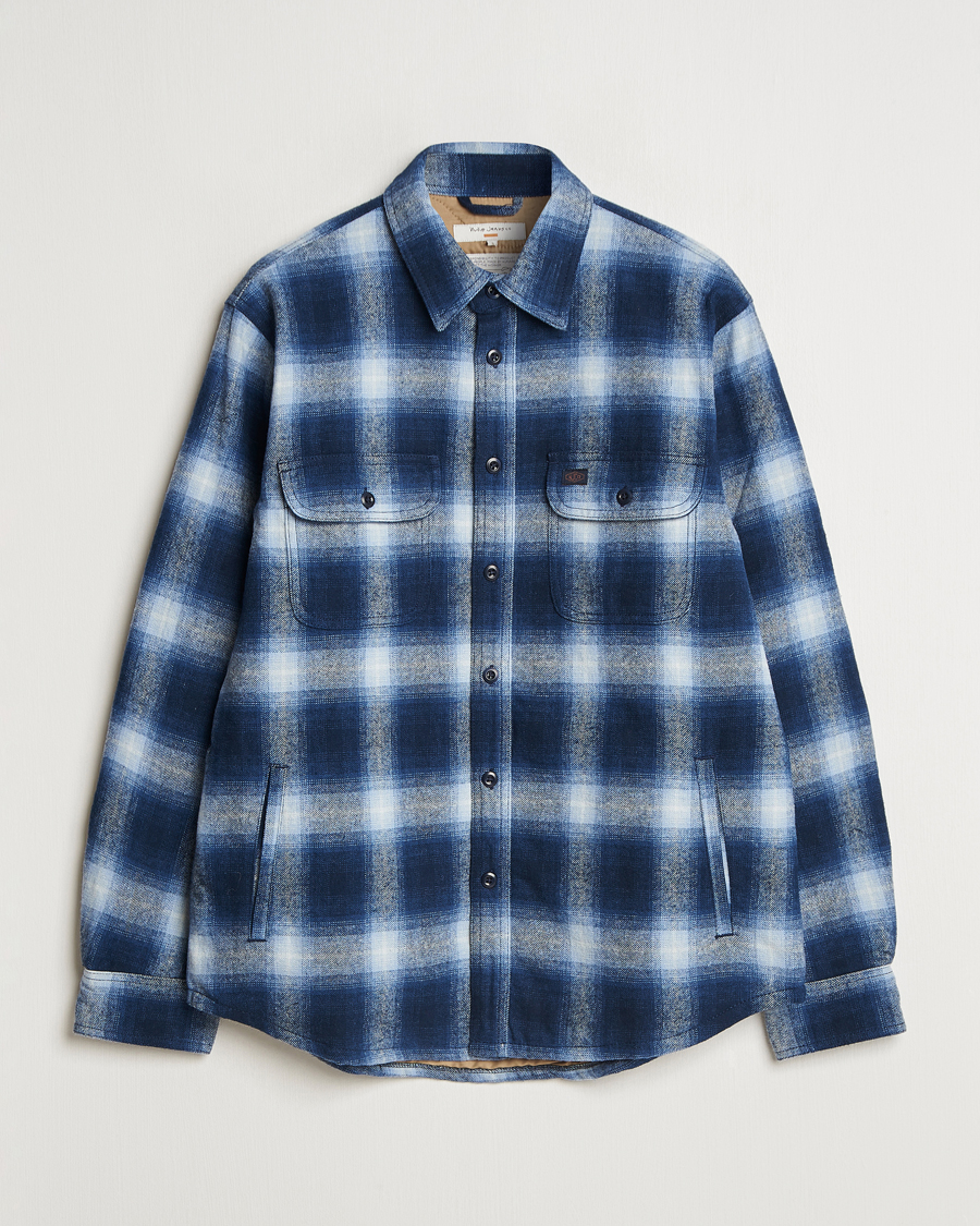 Herre | Jakker | Nudie Jeans | Glenn Padded Checked Shirt Jacket Blue
