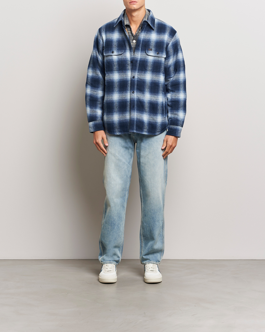 Herre | Jakker | Nudie Jeans | Glenn Padded Checked Shirt Jacket Blue