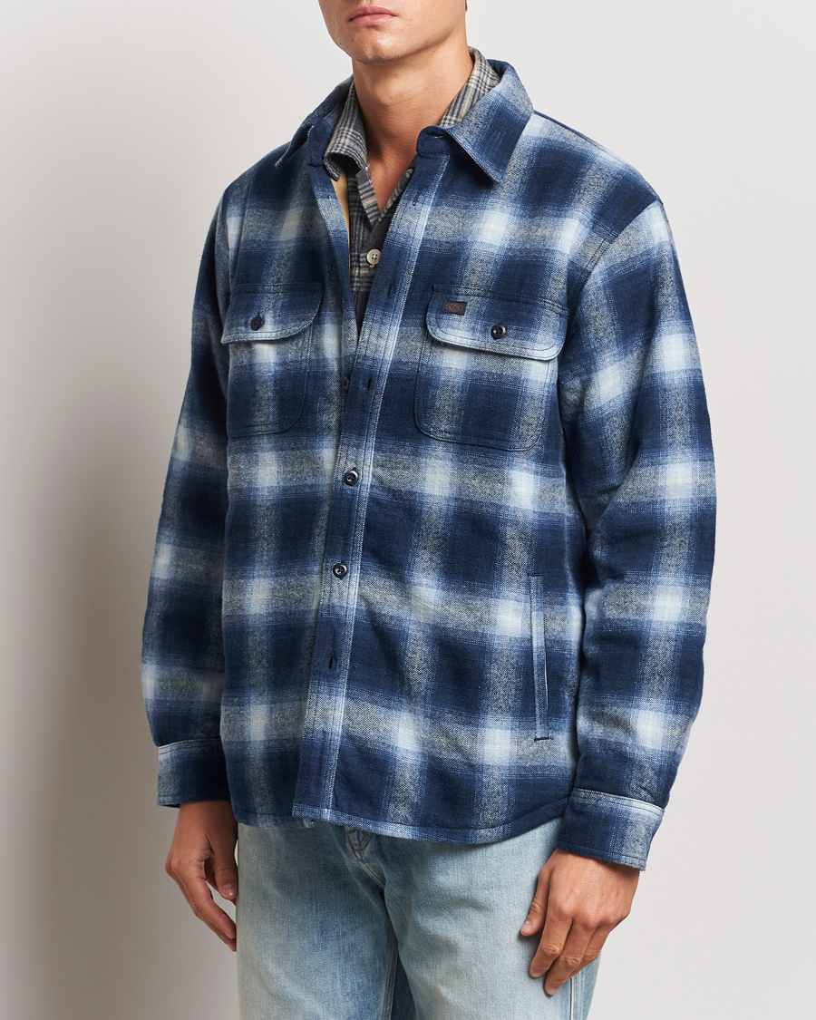 Herre | Jakker | Nudie Jeans | Glenn Padded Checked Shirt Jacket Blue