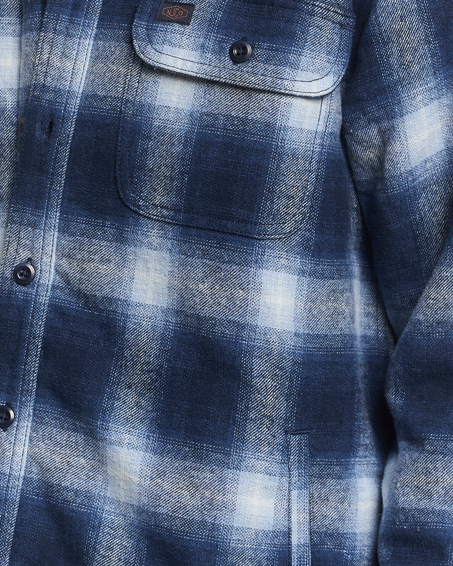 Herre | Jakker | Nudie Jeans | Glenn Padded Checked Shirt Jacket Blue