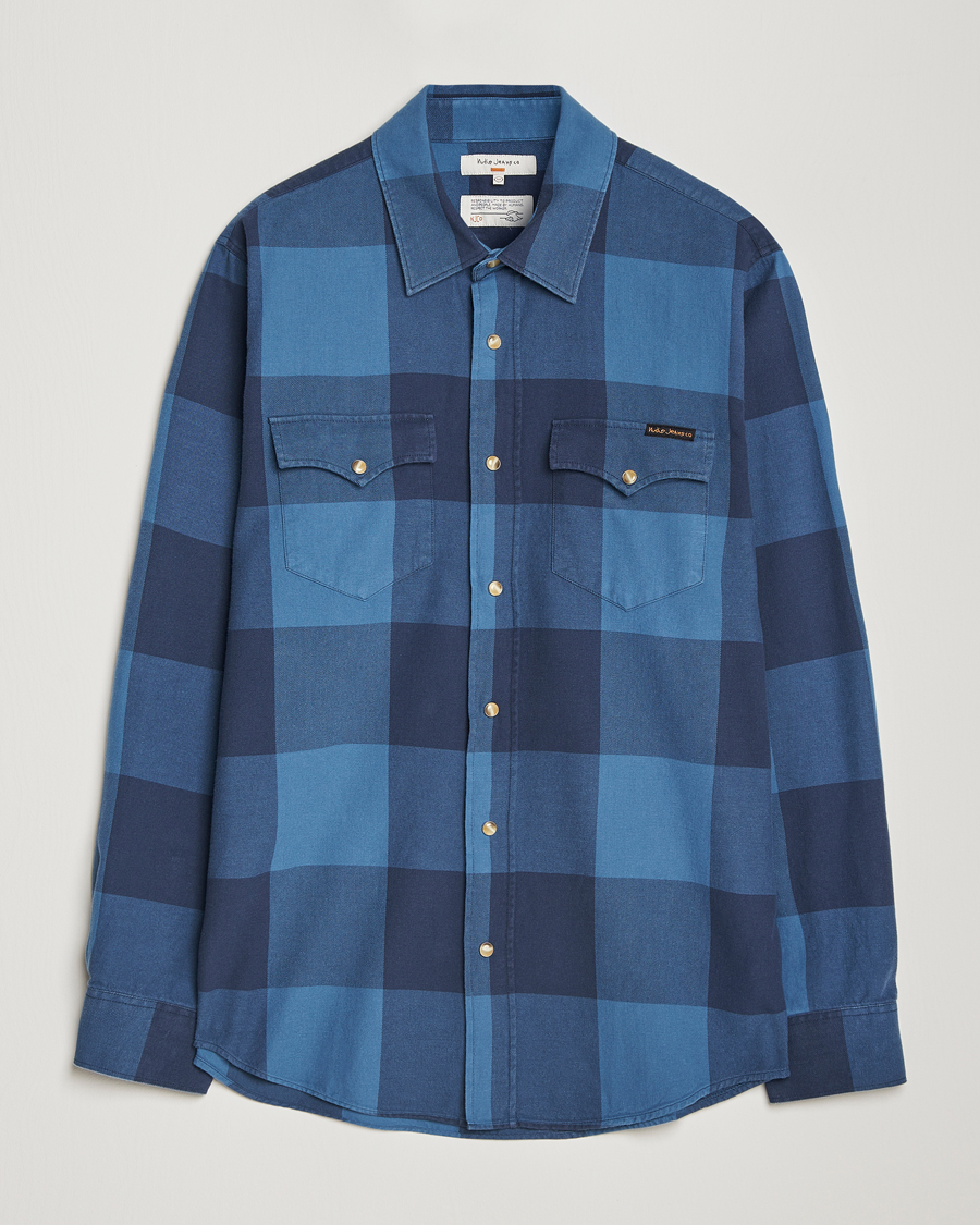 Herre | Skjorter | Nudie Jeans | George Checked Flannel Shirt Blue