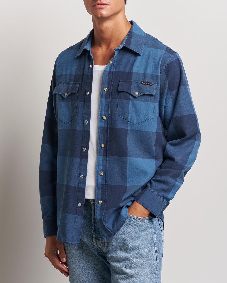 Herre | Skjorter | Nudie Jeans | George Checked Flannel Shirt Blue
