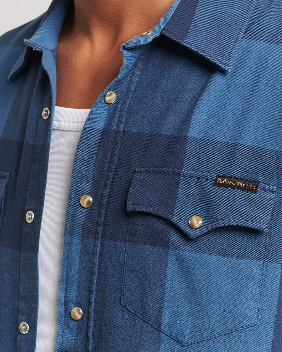 Herre | Skjorter | Nudie Jeans | George Checked Flannel Shirt Blue