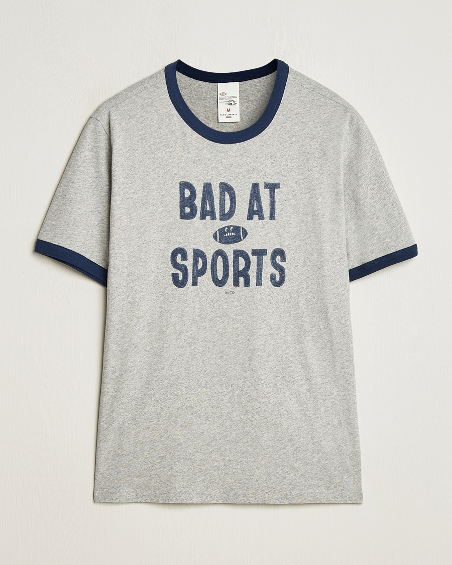 Herre | T-Shirts | Nudie Jeans | Ricky Bad At Sport T-Shirt Grey Melange