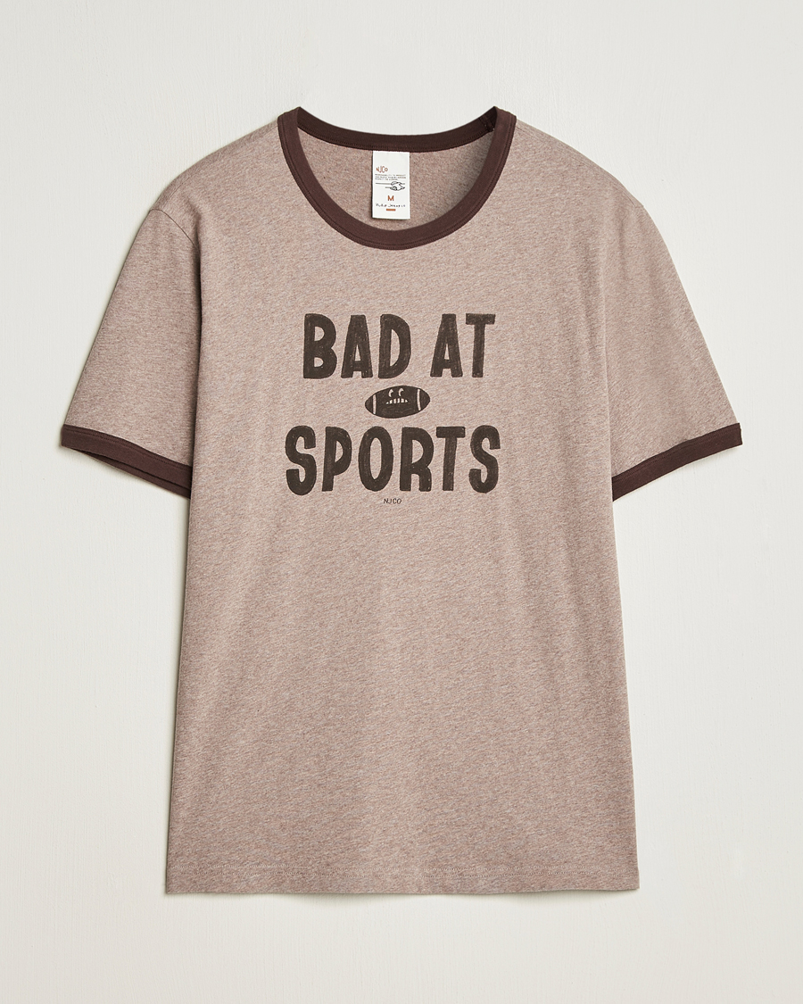 Herre | T-Shirts | Nudie Jeans | Ricky Bad At Sport T-Shirt Beige Melange