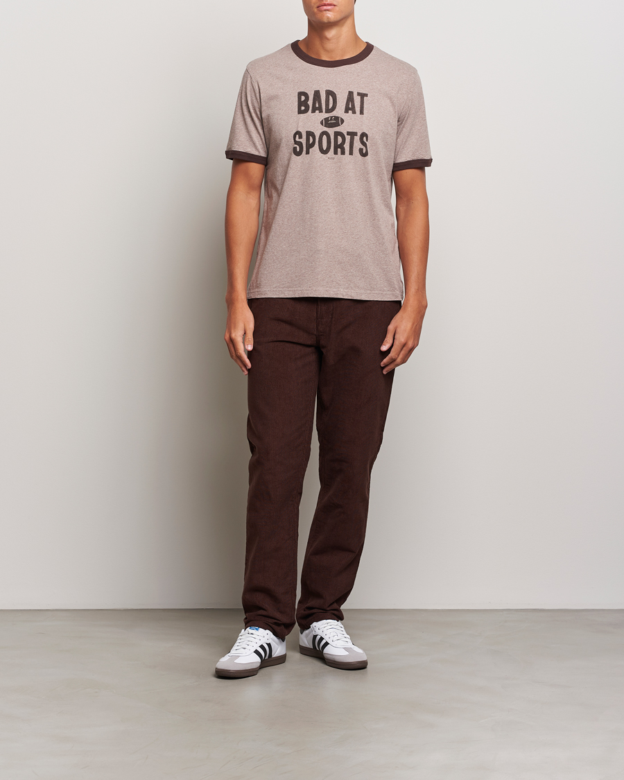 Herre | T-Shirts | Nudie Jeans | Ricky Bad At Sport T-Shirt Beige Melange