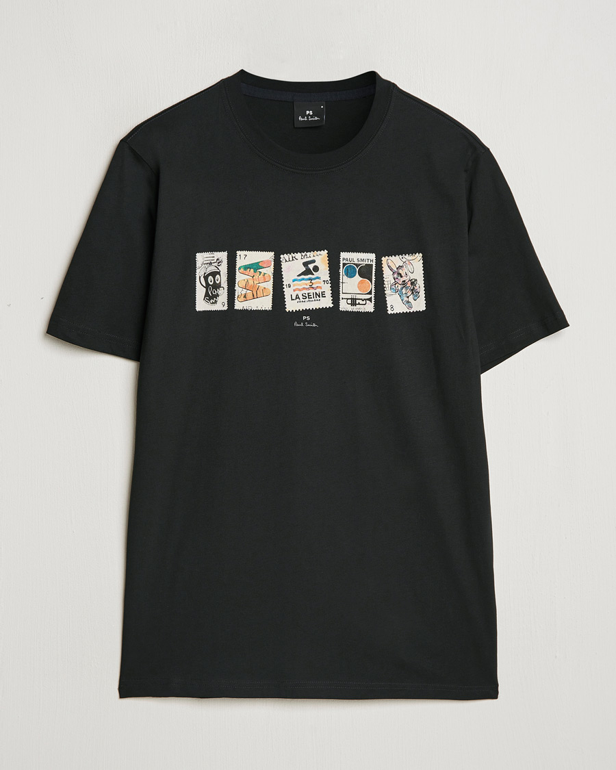 Herre | T-Shirts | PS Paul Smith | Stamps Crew Neck T-Shirt Black
