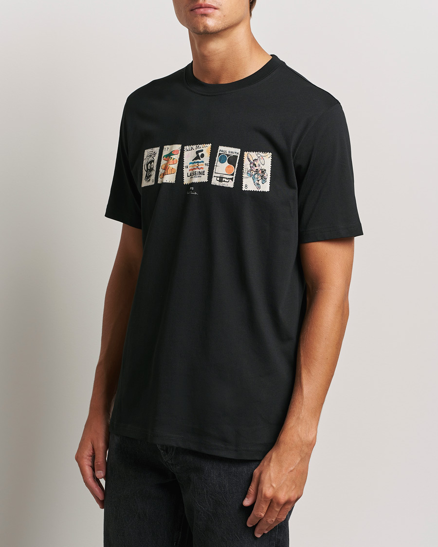 Herre | T-Shirts | PS Paul Smith | Stamps Crew Neck T-Shirt Black