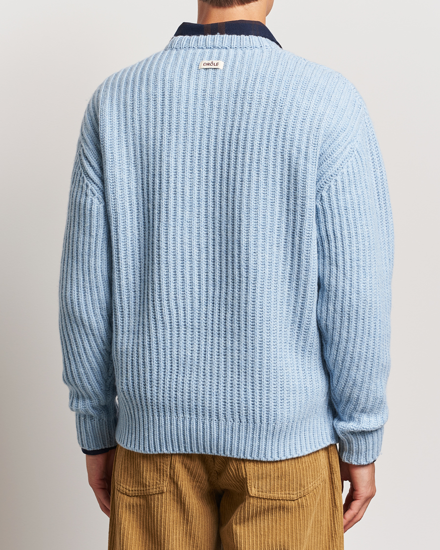 Herre | Gensere | Drôle de Monsieur | Heavy Cable Knit Pullover Light Blue