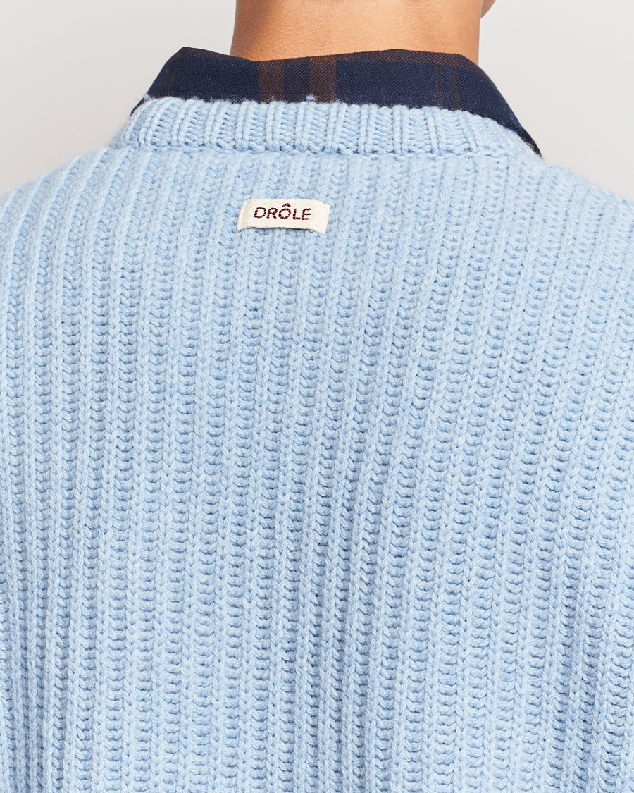 Herre | Gensere | Drôle de Monsieur | Heavy Cable Knit Pullover Light Blue