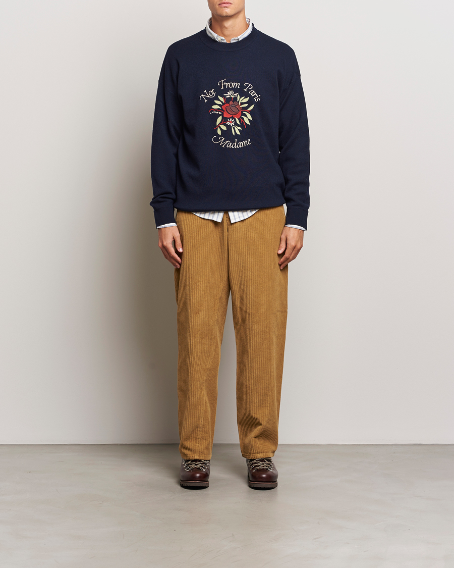Herre | Gensere | Drôle de Monsieur | Flower Slogan Pullover Dark Navy