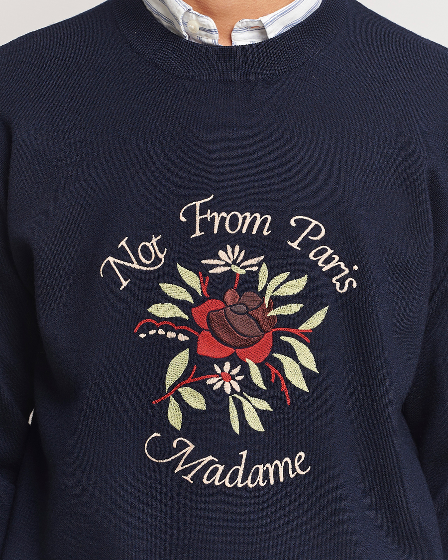 Herre | Gensere | Drôle de Monsieur | Flower Slogan Pullover Dark Navy