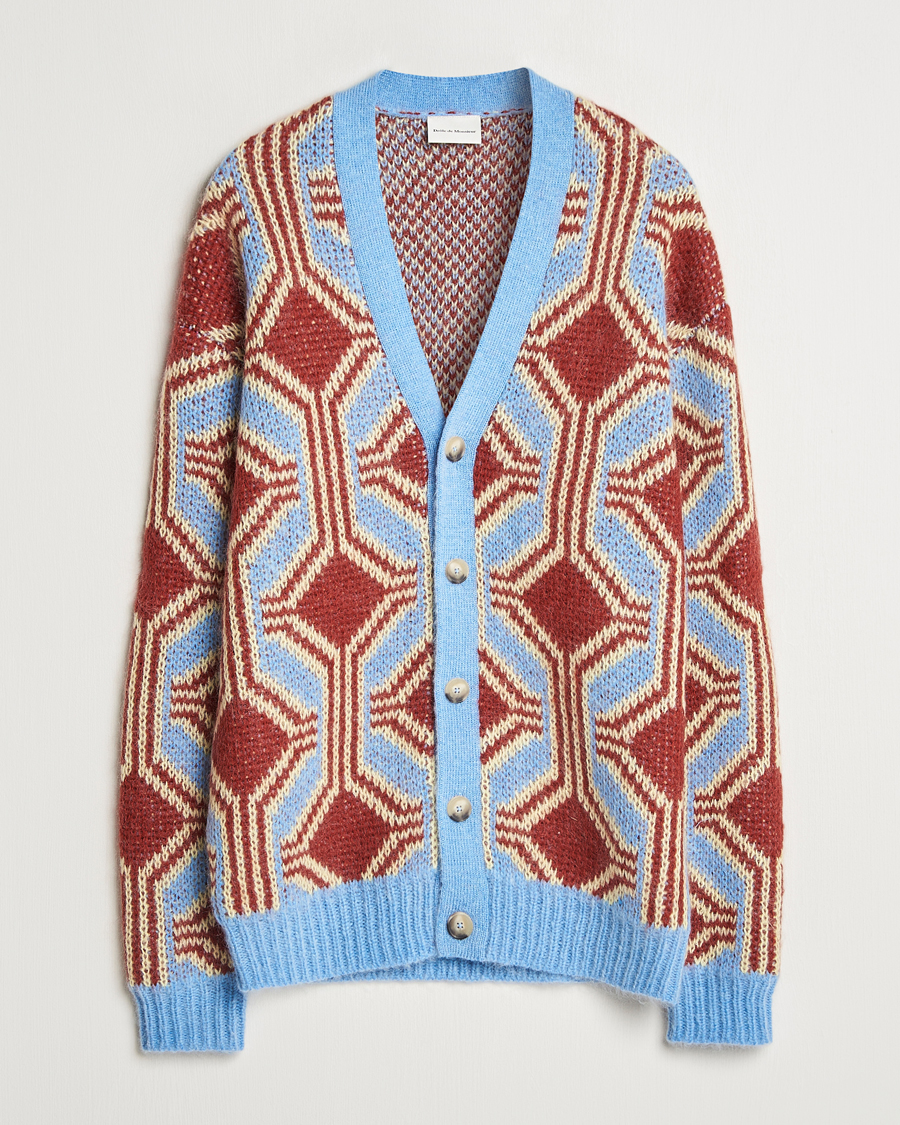 Herre | Gensere | Drôle de Monsieur | Geometric Mohair Cardigan Red/Blue