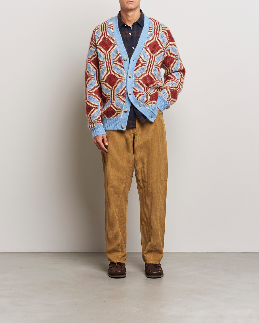 Herre | Gensere | Drôle de Monsieur | Geometric Mohair Cardigan Red/Blue