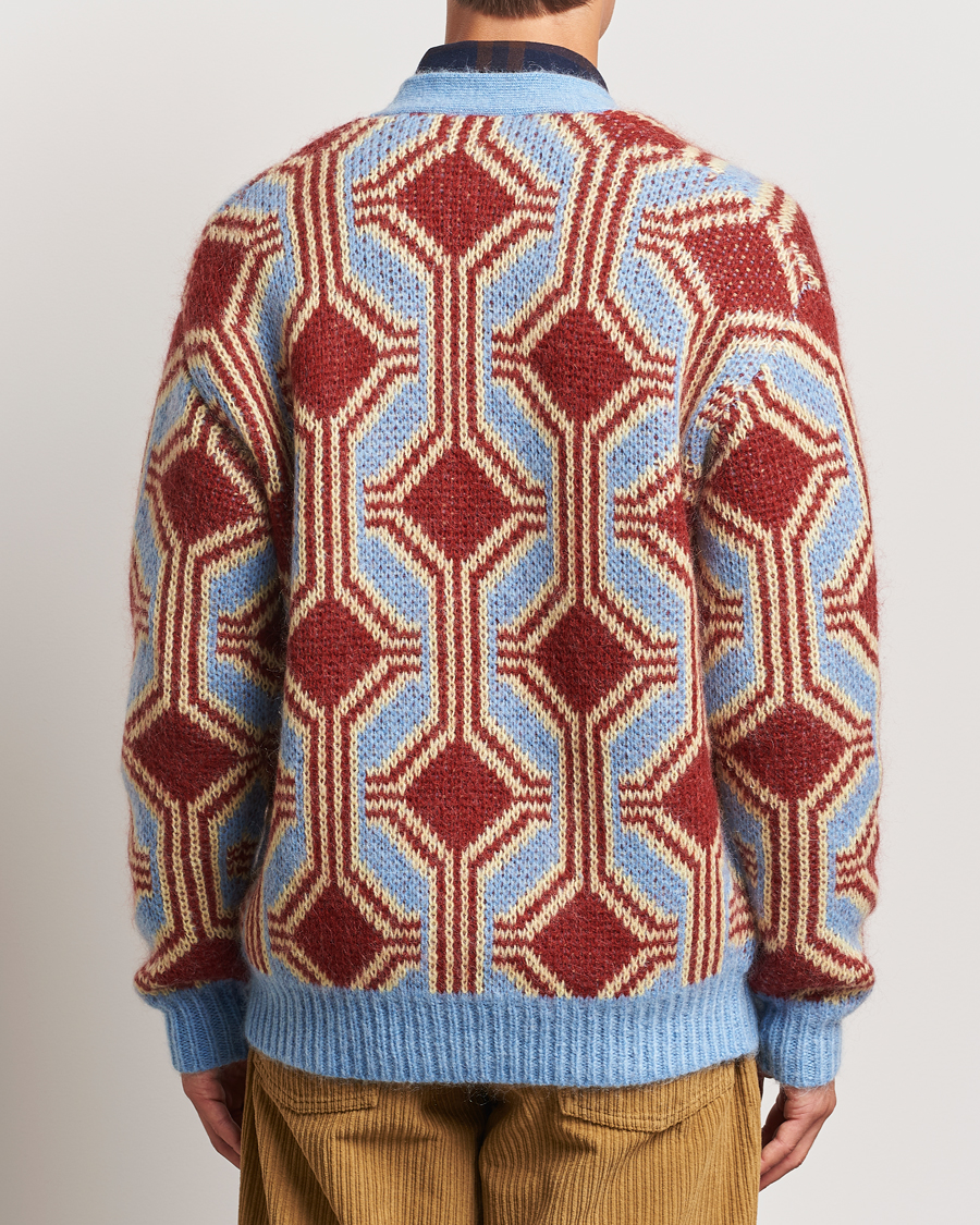 Herre | Gensere | Drôle de Monsieur | Geometric Mohair Cardigan Red/Blue
