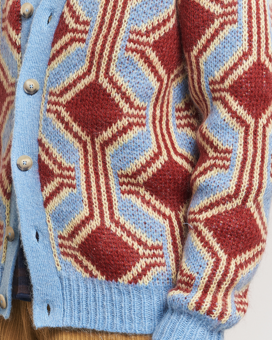 Herre | Gensere | Drôle de Monsieur | Geometric Mohair Cardigan Red/Blue