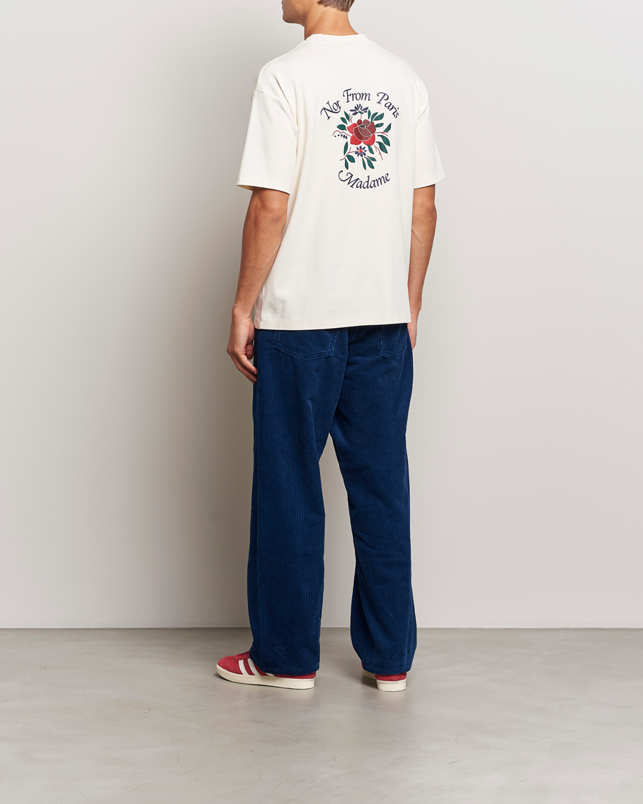 Herre | T-Shirts | Drôle de Monsieur | Flower Slogan T-Shirt Cream