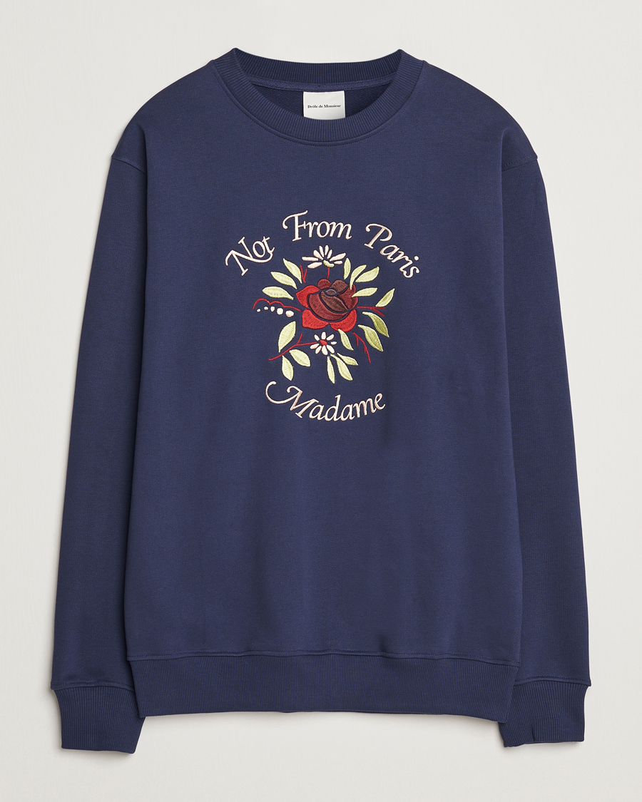 Herre | Gensere | Drôle de Monsieur | Flower Slogan Sweatshirt Dark Navy