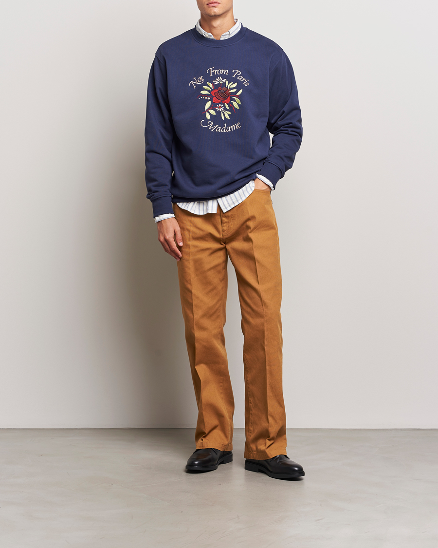 Herre | Gensere | Drôle de Monsieur | Flower Slogan Sweatshirt Dark Navy