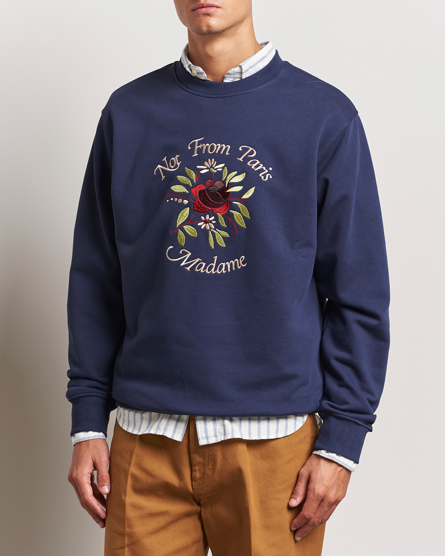 Herre | Gensere | Drôle de Monsieur | Flower Slogan Sweatshirt Dark Navy