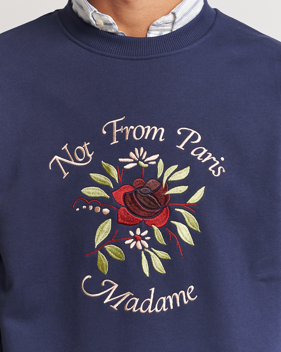 Herre | Gensere | Drôle de Monsieur | Flower Slogan Sweatshirt Dark Navy