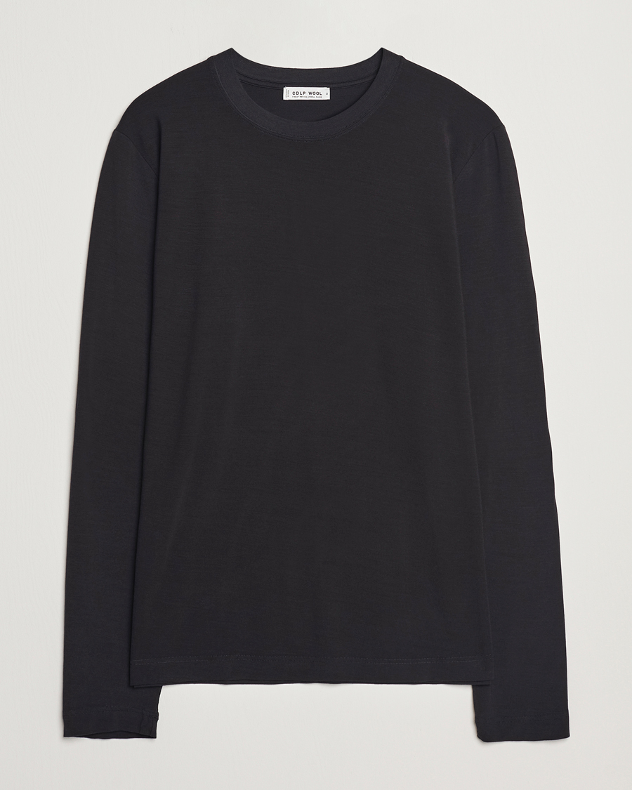 Herre | T-Shirts | CDLP | Wool Long Sleeve T-Shirt Black